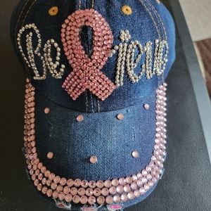 New Blue Jean Rhinestone believe adjustable baseball cap